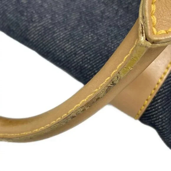 Authentic ChristianDior  Dark Navy Light Brown Denim Leather Handbag 611-100724 - Picture 10 of 14